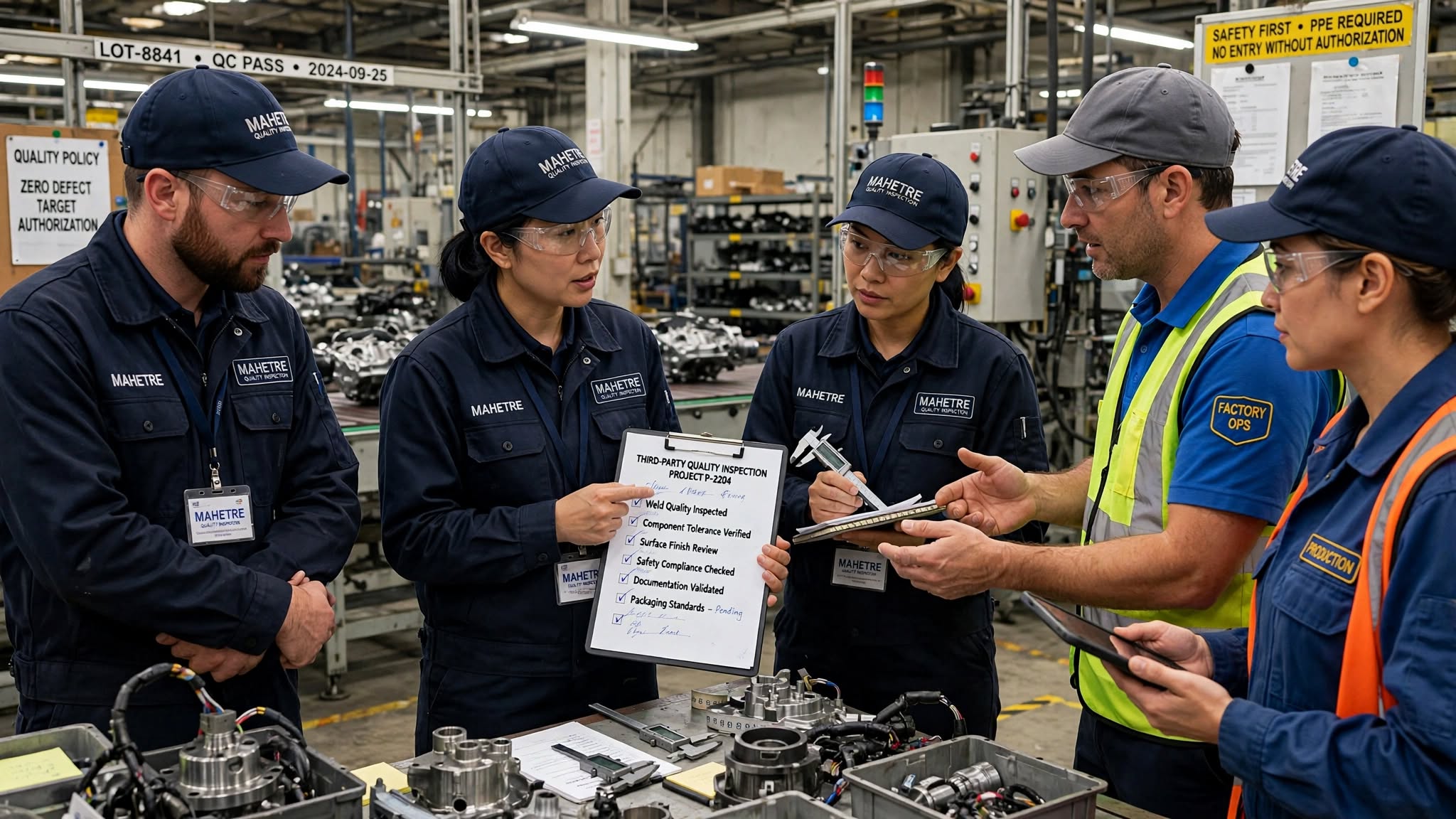 Equipo técnico revisando un proyecto industrial