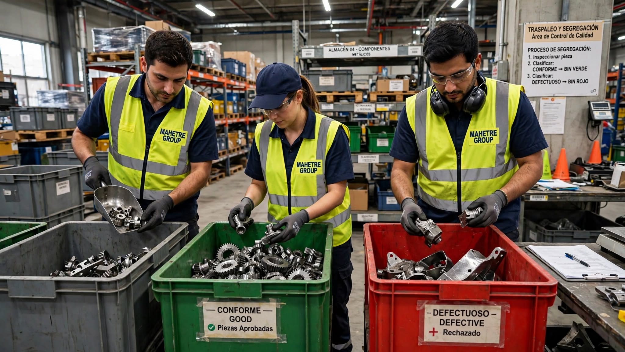 Traspaleo y segregación de material